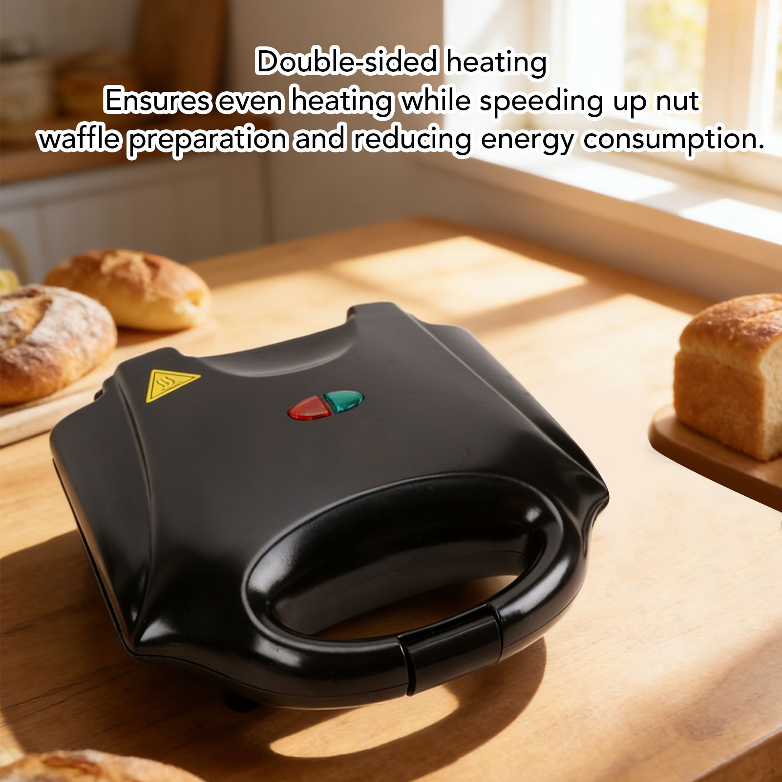 Mini Waffle Maker Machine - Walnut Maker 750W 12 capaciteit antiaanbak