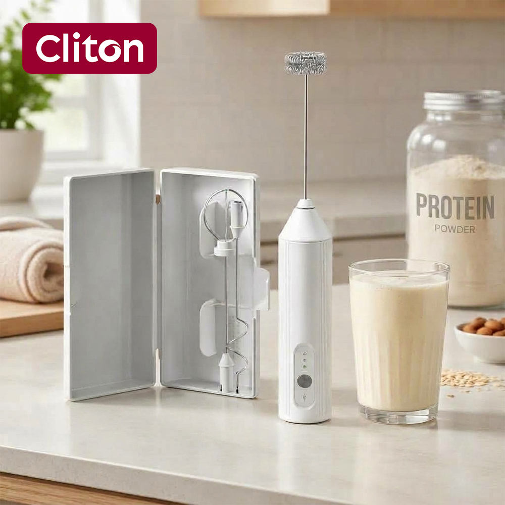 Electric Milk Frother Handheld - Witte multifunctionele elektrische melkopschuimer met USB-aansluiting,