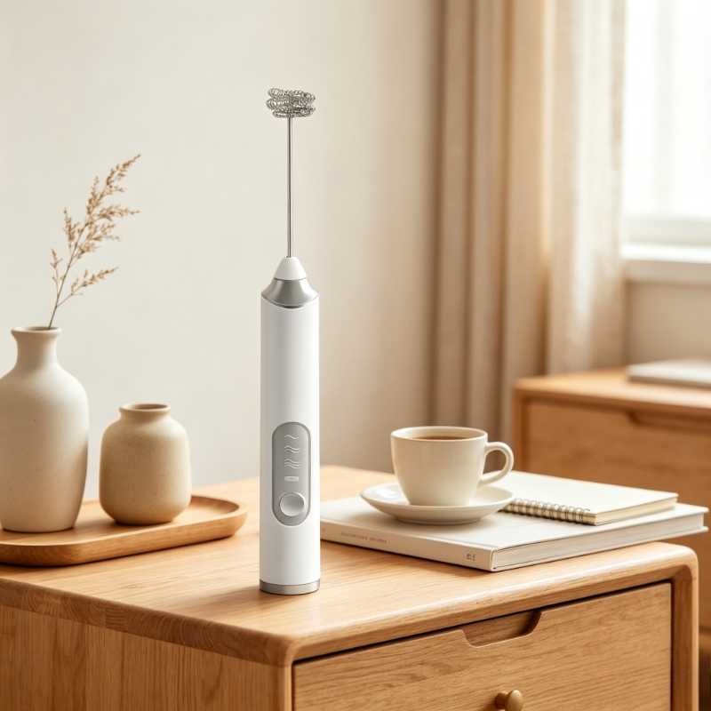 Electric Milk Frother Handheld - Handbediende elektrische melkopschuimer, 2 vervangende koppen