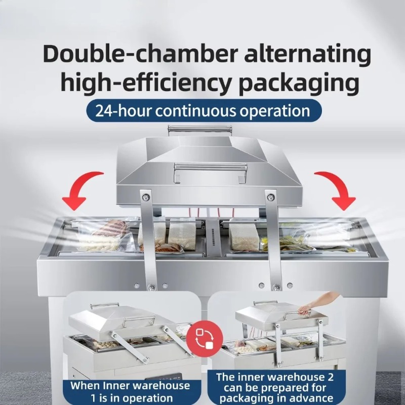 Food Vacuum Sealer Machine - Dubbele Kamer Vacuümmachine Grote Commerciële Voedselverpakkingsmachine