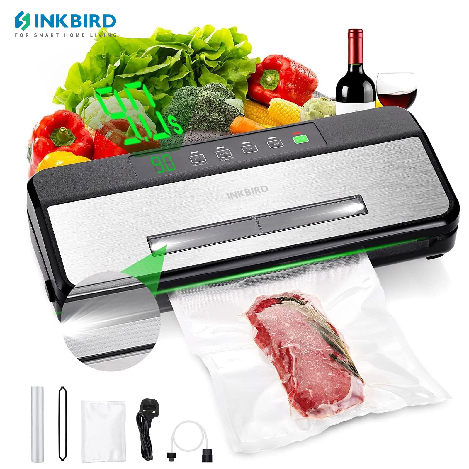 Food Vacuum Sealer Machine - INKBIRD 3e Vacuümsealer met Starter Kit-80KPA