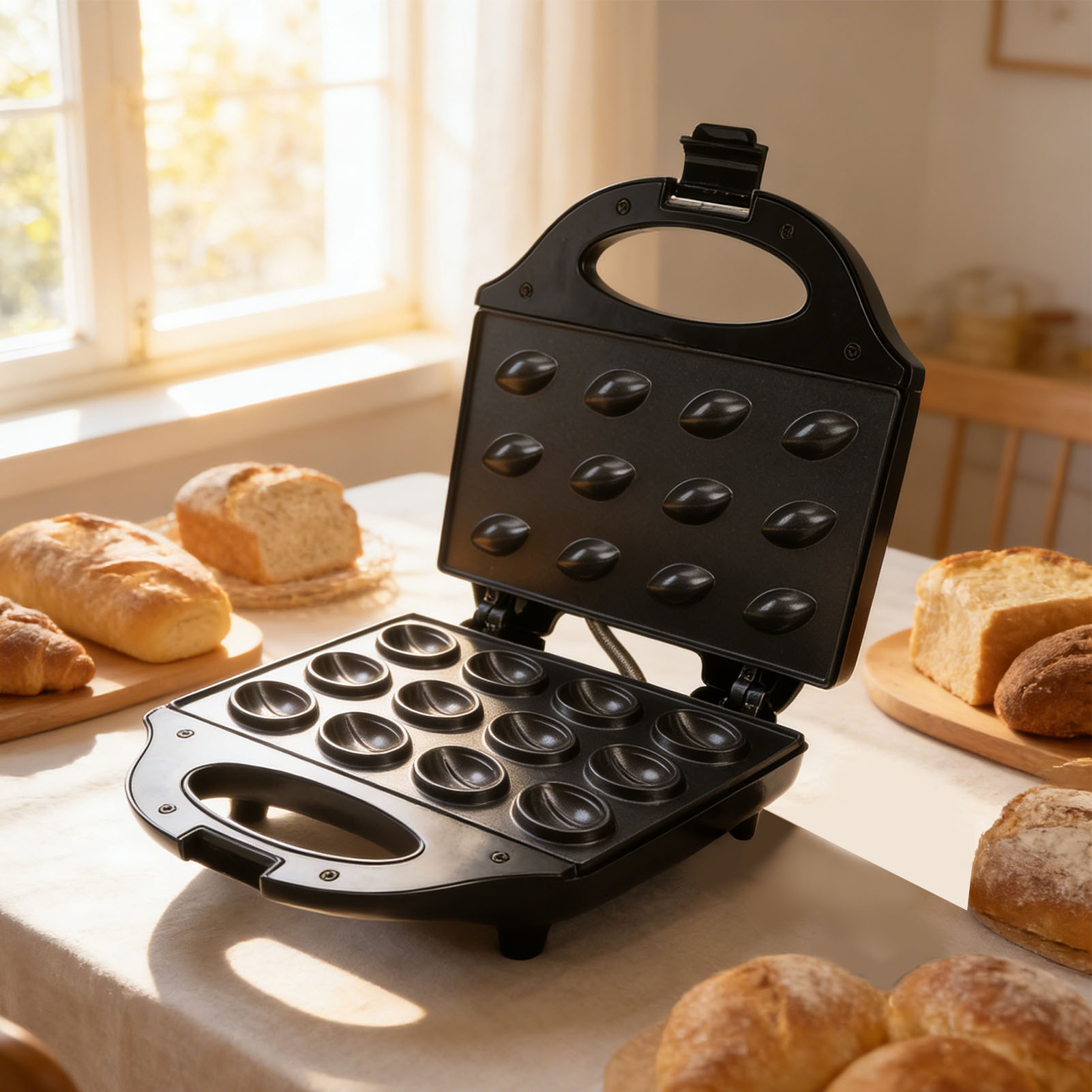 Walnut Maker 750W 12 capacitei - Mini Waffle Maker Machine recensie en prijs